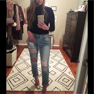 Boohoo boyfriend distressed jeans high waisted